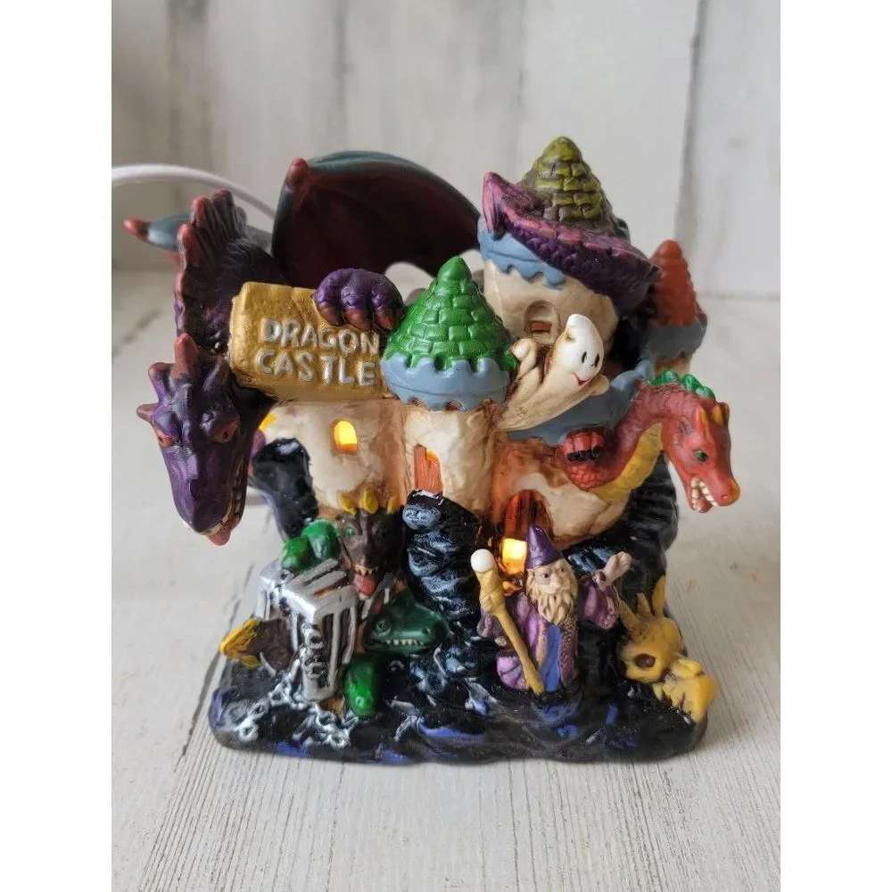 Vintage Dragon Castle ceramic wizard Halloween prop decor scary‎ skull